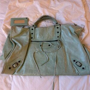 Mint Green Balenciaga vintage weekender Bag